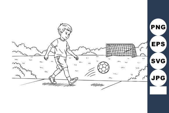Boy Playing Soccer Outdoors on Field