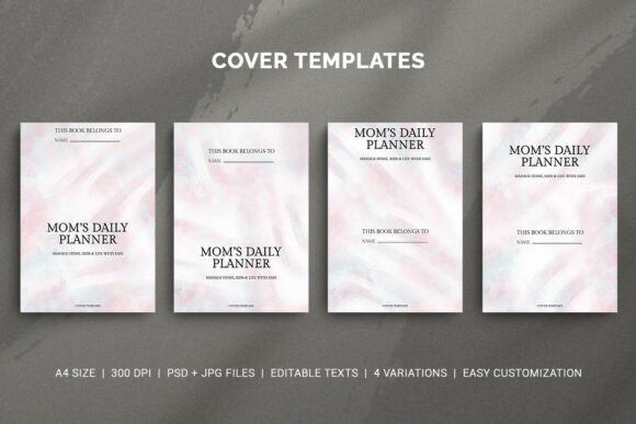 Bring Calm and Elegance to Your Planner Collection with the Mom’s Daily Planner Cover Template Set