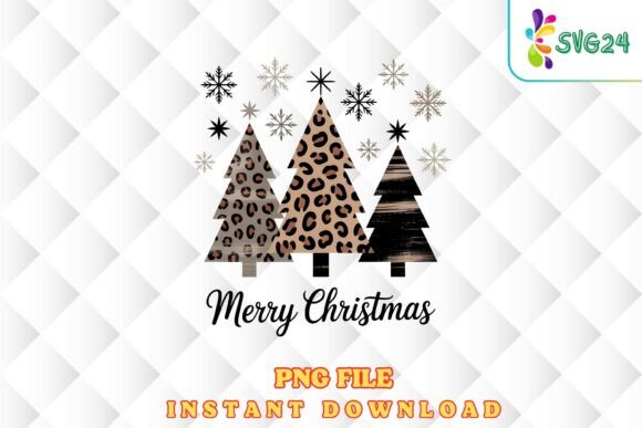 Chic Leopard Christmas Trees PNG Design