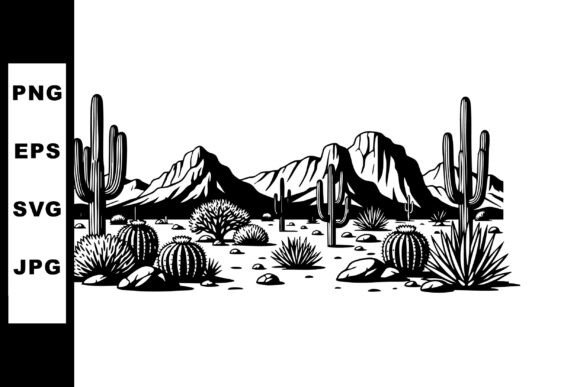 Desert Landscape with Cactus and Rocky M: A Versatile Visual Resource for Creative and Professional Projects