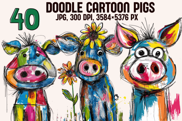 Doodle Cartoon Pigs: Brighten Your World with Whimsical Art