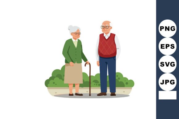 Elderly Couple Standing Outdoors with Wa: A Visual Representation of Companionship and Calm