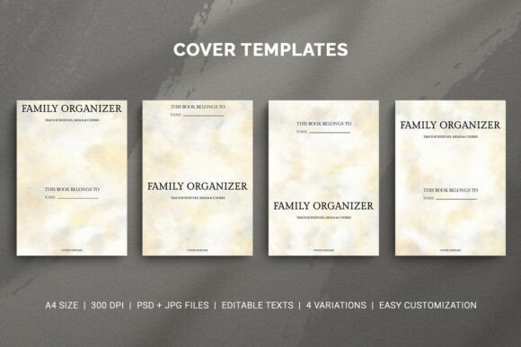 Enhance Your Planner Projects with the Family Organizer Cover Template Set