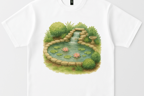 Garden Pond Waterfall PNG Peaceful Lily