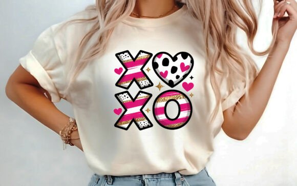 Glitter Valentines Day XOXO T-shirt PNG – The Ultimate Design for Romantic and Trendy Apparel