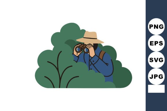 Man with Binoculars Birdwatching in Gree: A Symbol of Modern Leisure and Creative Inspiration