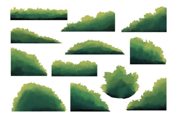 Natural Watercolor Bush Corner Foliage: A Versatile Resource for Visual Artists and Designers