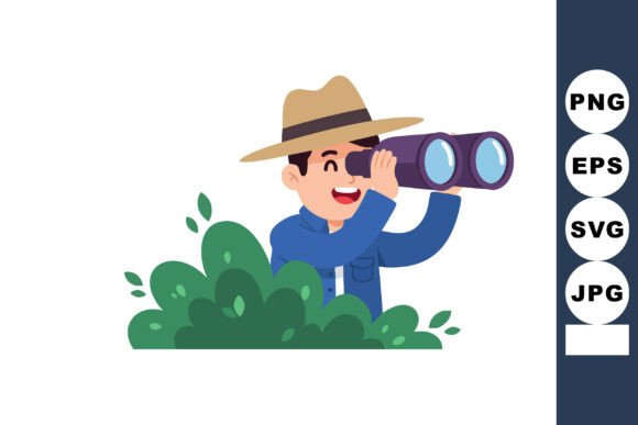 The Joy of Observing Nature: A Man with Binoculars Finds Adventure in the Outdoors