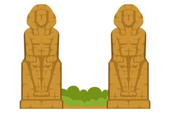 Two Statues of Men Sitting on a Stone Pe