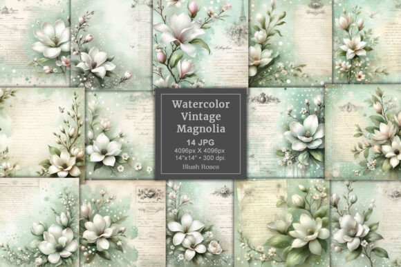 Watercolor White Magnolias Digital Paper: A Versatile Design Resource for Creative Projects